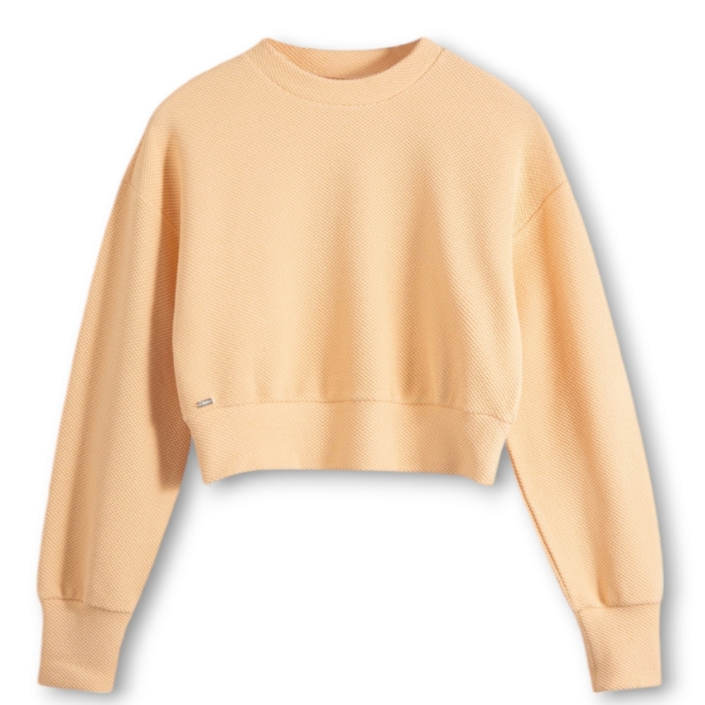 NWT Lune Active Moon Cropped Sweater Almond Cream Small